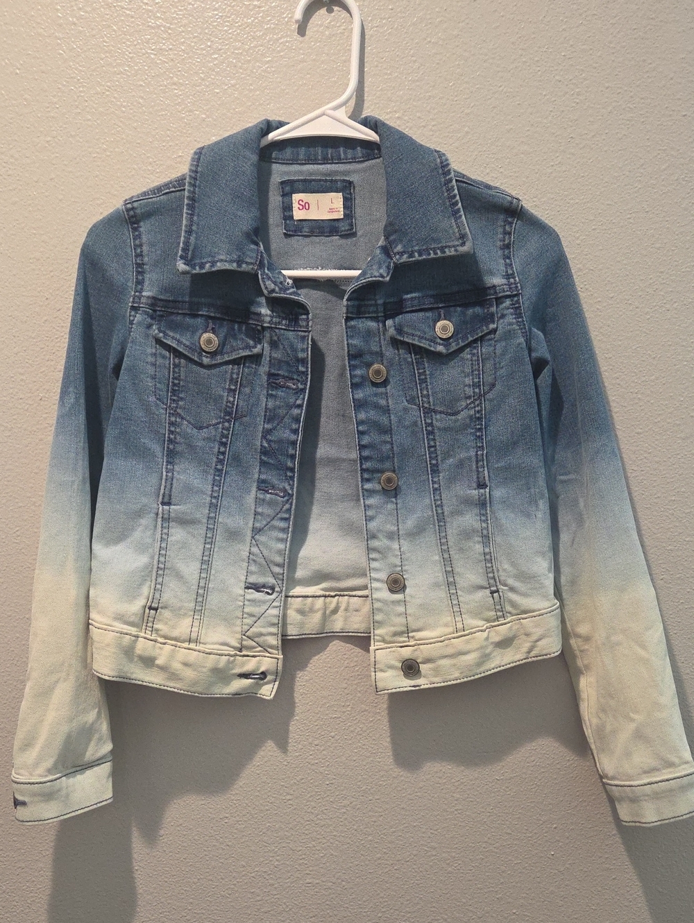SO Ombre Denim Jacket - Blue to Cream Fade GIRLS SIZE LARGE